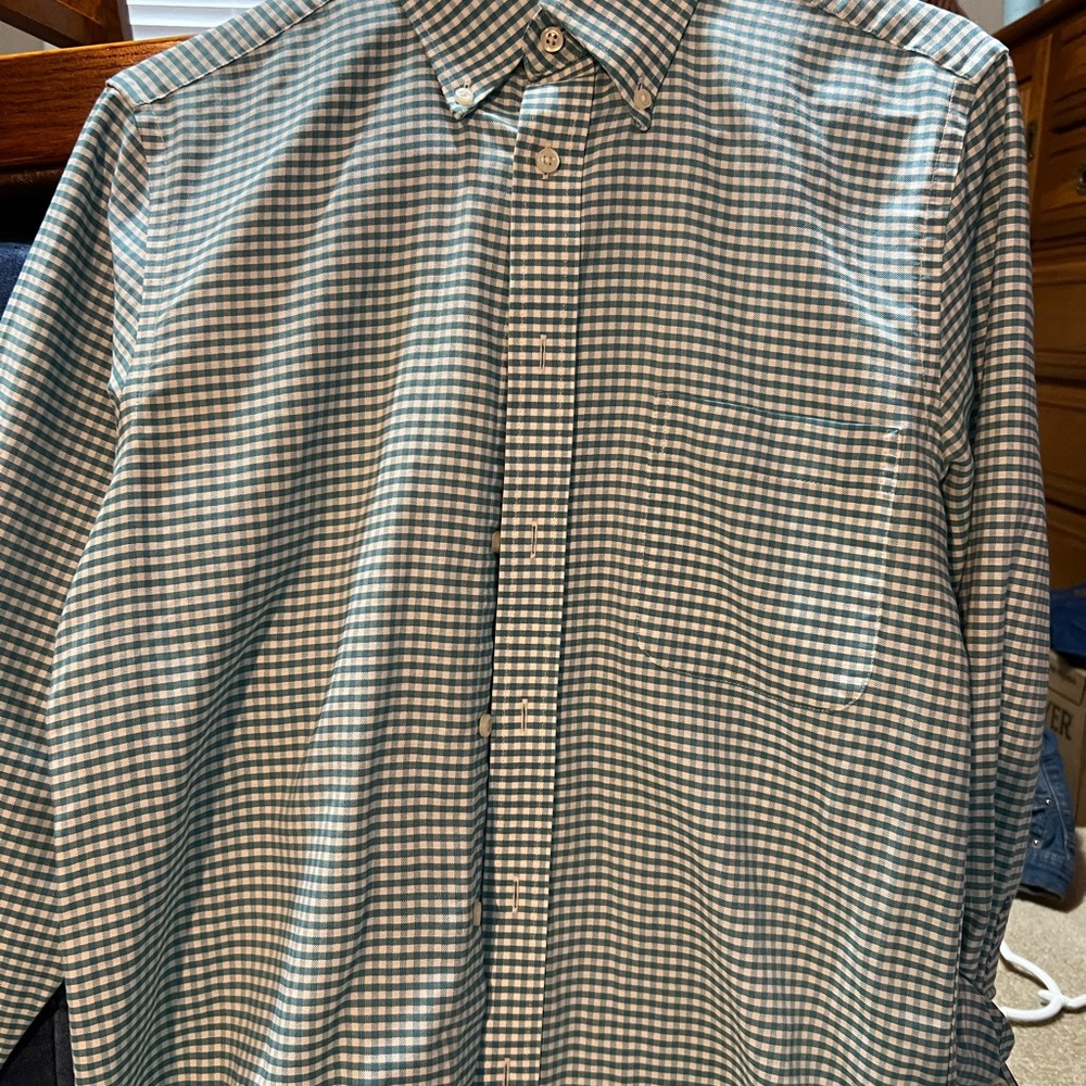 Stafford Men's Blue Checkered Button Down Shirt